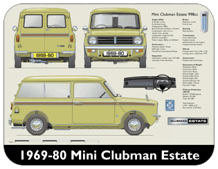 Mini Clubman Estate 1969-80 Place Mat, Medium
